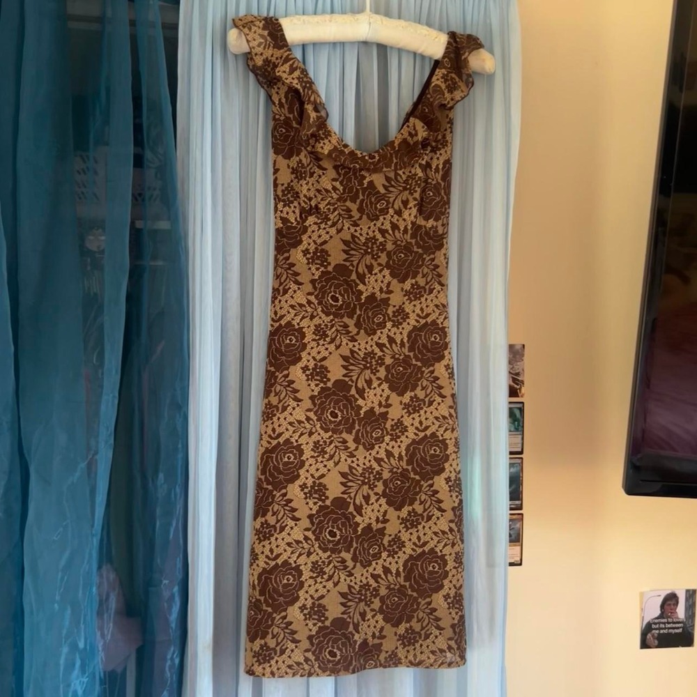 2000s Floral Mesh Overlay Mini Dress
